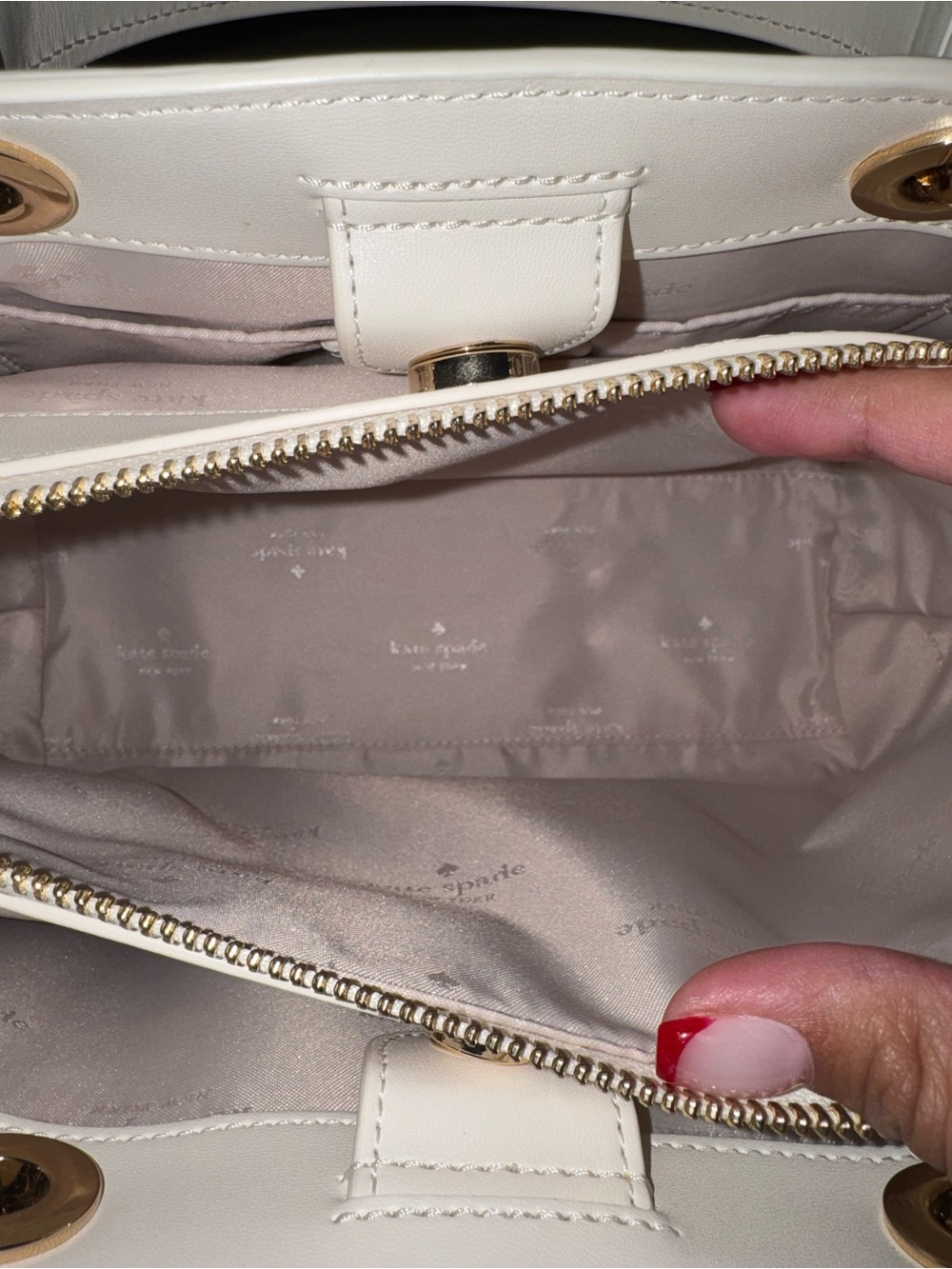 kate spade White Quilted Leather Satchel with Gold Hardware - Picture 5 of 6